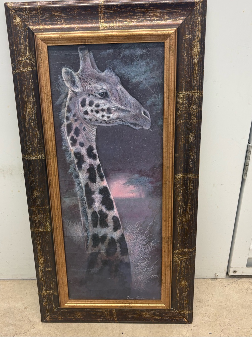 "Young and Curious" Vertical Art Print by Ruane Manning Faux Mahogany  Frame